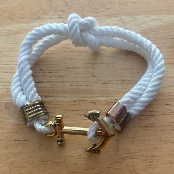 Nautical Anchor Knotted rope Bracelet. Perfect for summer or boat lovers Abt 7.5 - Picture 1 of 5